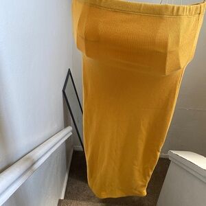Strapless yellow body con dress